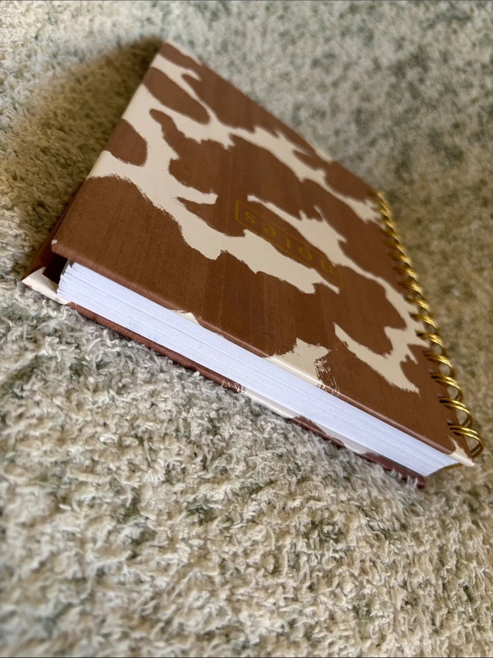 Notes Spiral Lined Notebook Journal Brown & White Cowhide Western NWT 250pg
